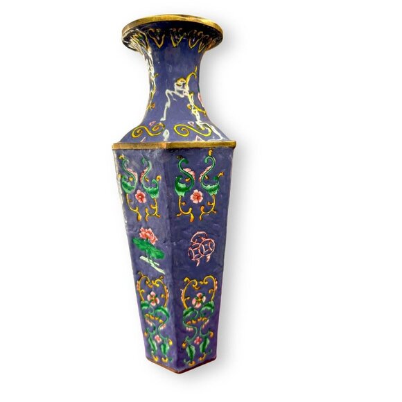 Chinese Handmade Enamel Coated Vase 10” Purple - Picture 4 of 13